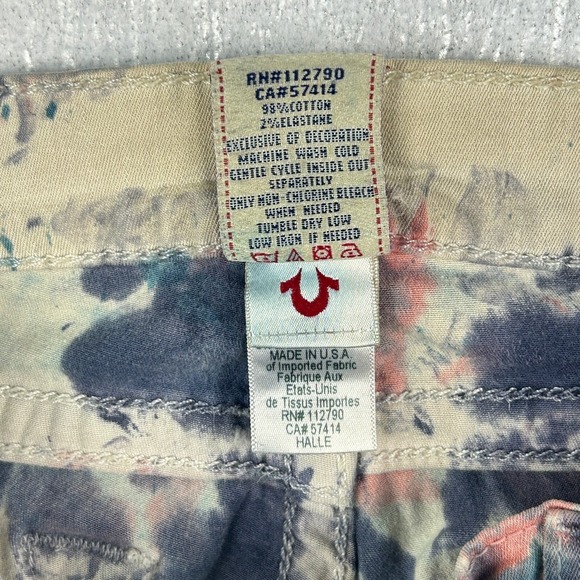 True Religion Jeans Womens 24x28.5โ Halle Tie Dye Blue Skinny Ankle Stretch - Picture 15 of 15